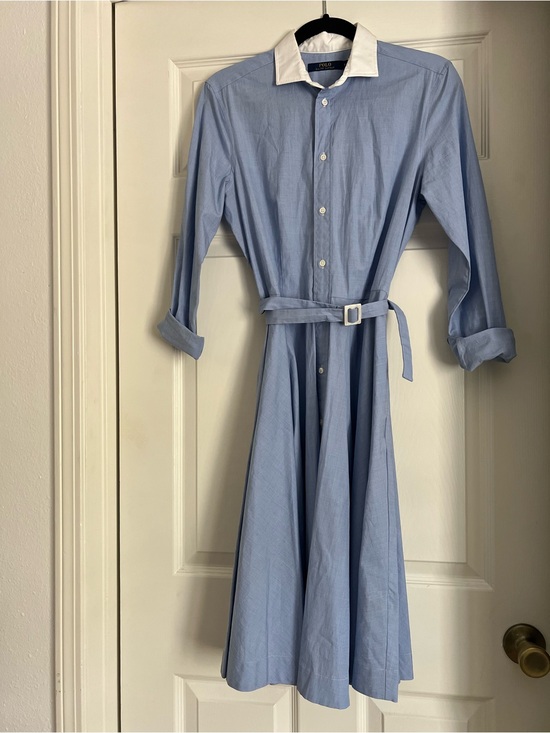 Ralph Lauren Dresses & Skirts - Ralph Lauren Belted Cotton Collared Shirt Dress with Pockets Coastal Luxury Sz 6